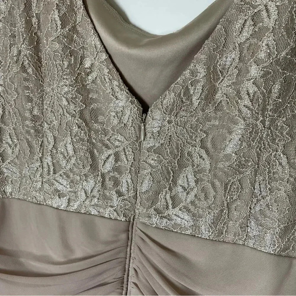 Jessica Howard Evenings Champagne Chiffon and Lace Formal Dress Size 14 - Picture 10 of 11